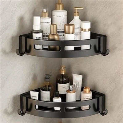 Carrito de ducha de esquina negro